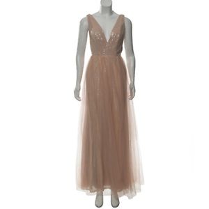 Fame and Partners Gold Sequin and Tulle Dress